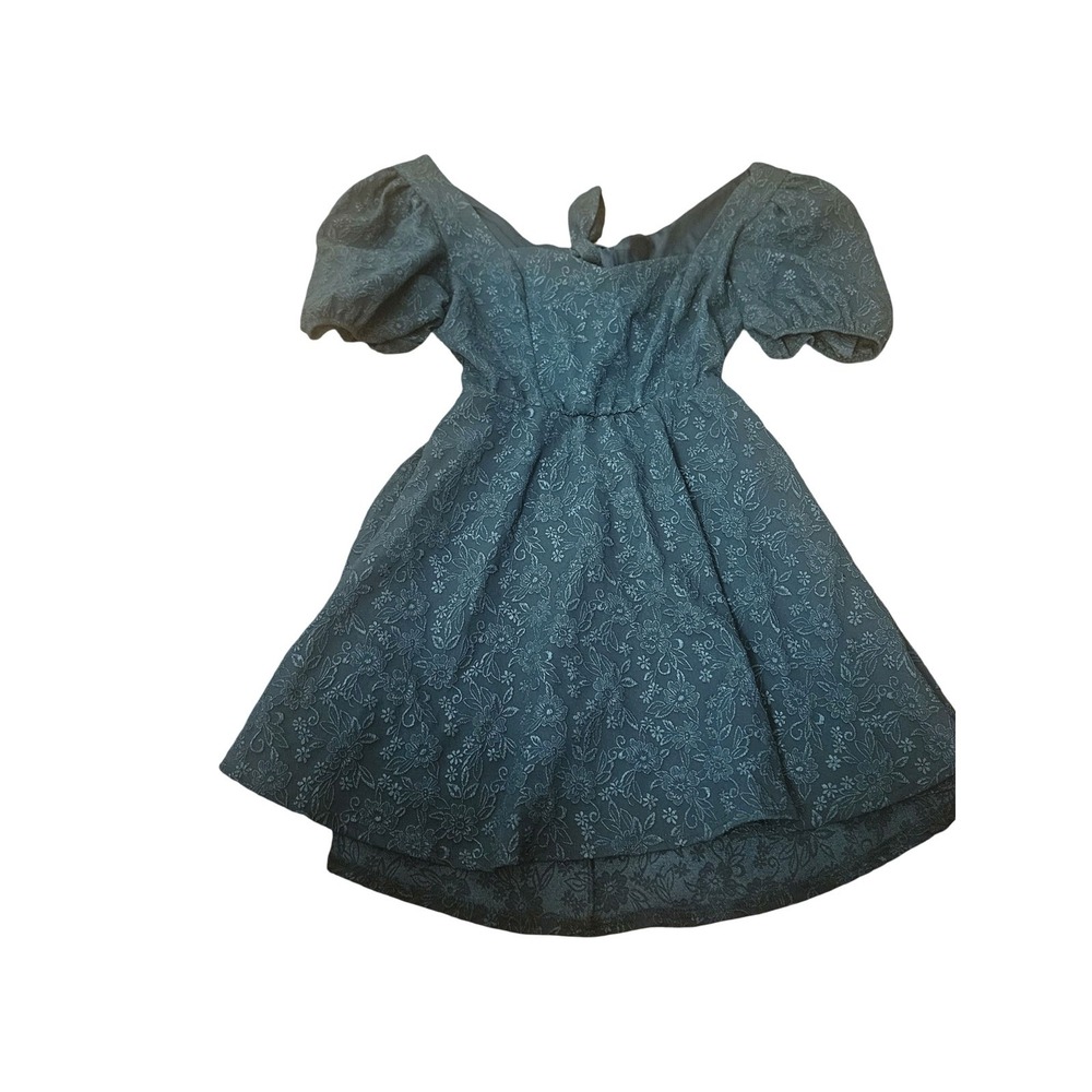 Altard State Dark Green Floral Lace Cutout Back Puff Sleeve Mini Dress XL